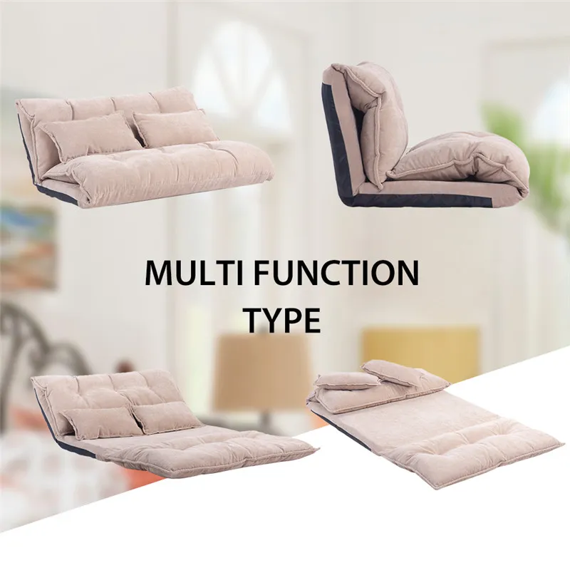 Divano letto a pavimento regolabile in stile multi funzione divano per il tempo libero del divano letto con due cuscini Pelliccia di Oris. Pieghevole regolabile WF008064DAA.