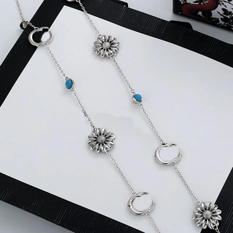 Fashion Charm New Long Product Sier-plated Chain Letter Enamel Necklace for Woman Jewelry Supply