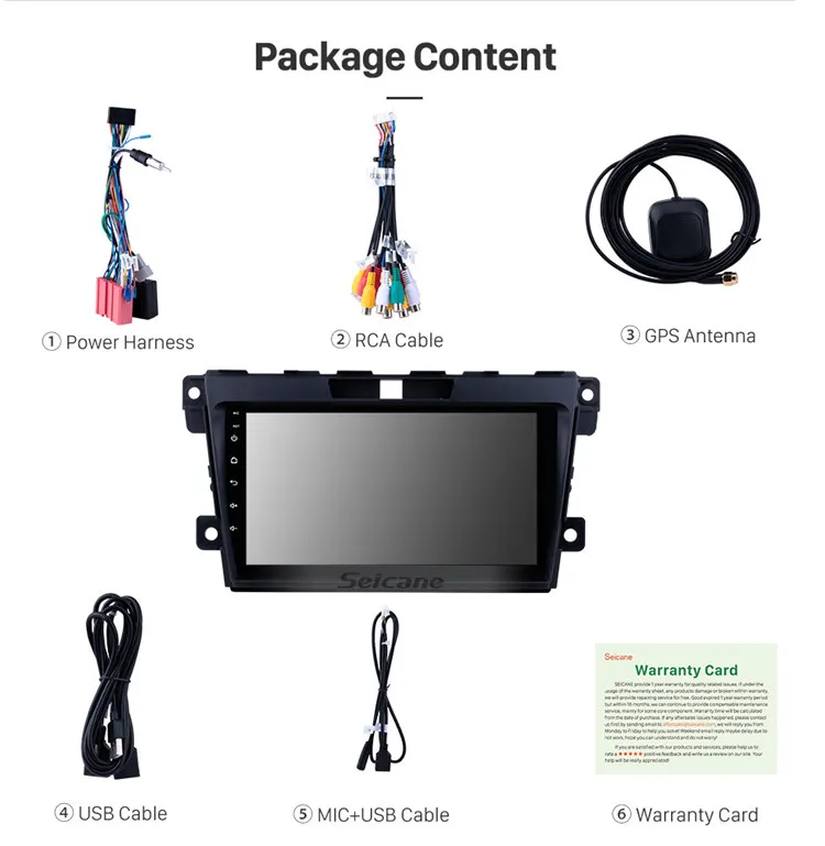 9 Inch Android 9.0 GPS Navigation system for 2007-2014 Mazda CX-7 with Bluetooth music aux usb Support Rearview camera OBD II