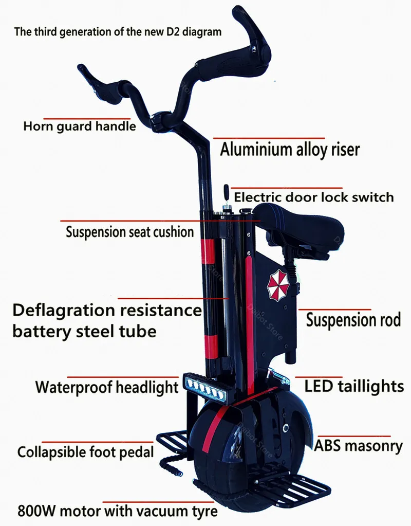 10 Inch Electric Unicycle Self Voyager Balance E Scooter With Seat