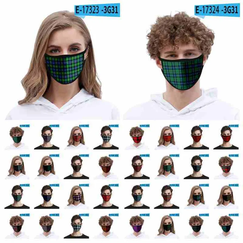 Yetişkin Çocuklar Buz İpek toz geçirmez Ağız Maske Windproof Yıkanabilir Yeniden kullanılabilir Koruyucu Tasarımcı Maske CYZ2613 için Moda 3D Ekose Yüz Maskesi