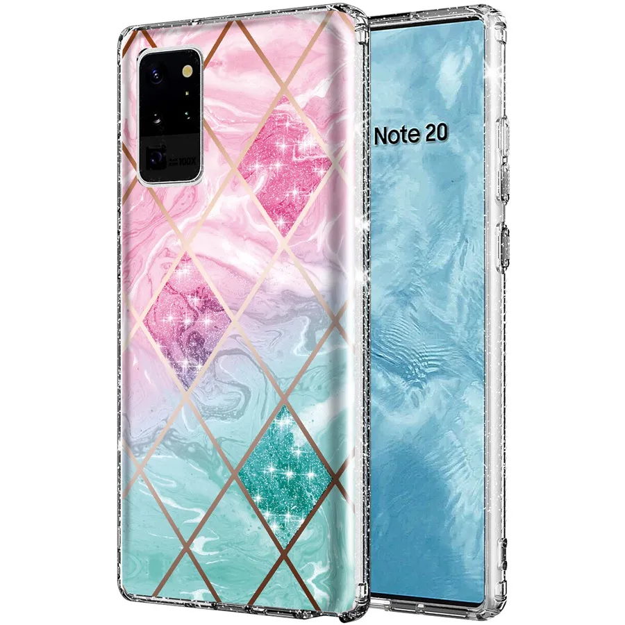 Floral Flower Wzór Wyczyść Przezroczyste Ochronne Elastyczne Miękkie Case Cztery Narożniki Drop Ochrona dla Samsung Galaxy Note 20 Ultra / Note 20