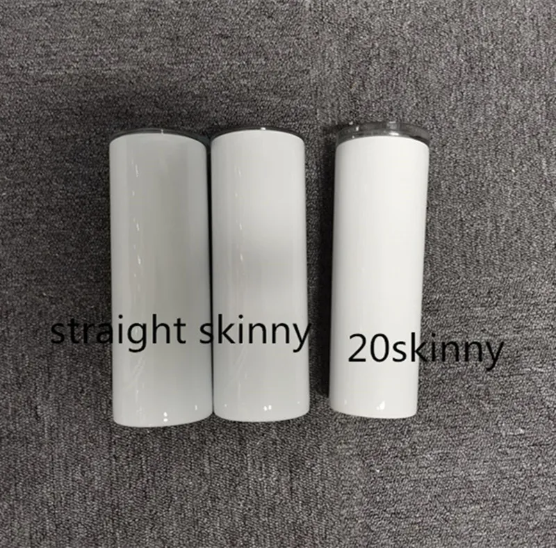 Sublimacja 20oz prosty Skinny Tumbler Kubek Kawowy Z Pokrywą Dwuście ściany Puchar Podwójny Puchar Próżniowy Izolowany Skinny Tumblery