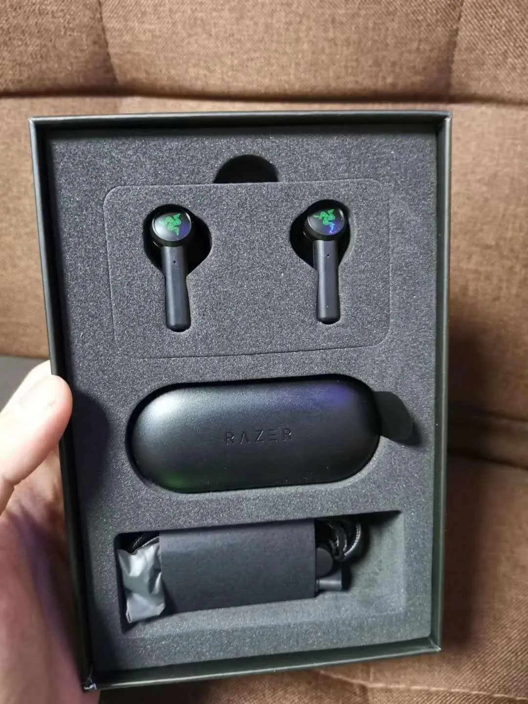 Razer Hammerhead True Wireless Eorbud Headphones iPhone Android 용 귀 스포츠 헤드셋의 Bluetooth 게임 이어폰