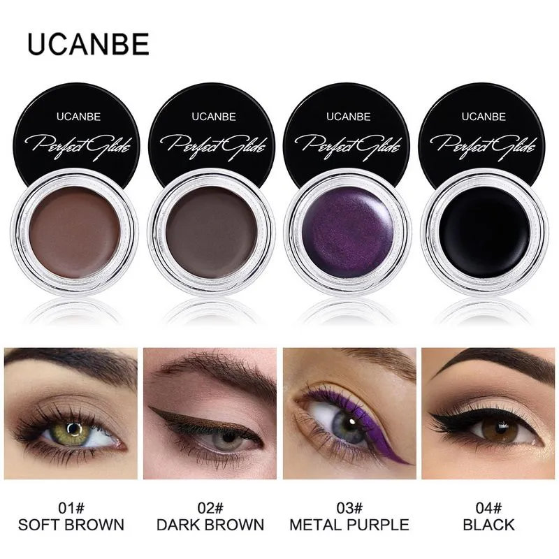 UCANBE 4 Colors Gel Eyeliner Makeup Shimmer Matte Black Brown Eye Liner Cream Eyes Makeup Long Lasting Waterproof eyeliner gel