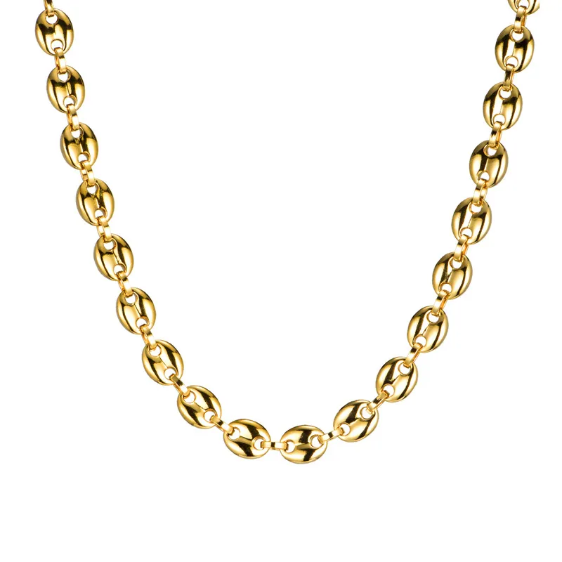 Chaînes à maillons en grains de café en acier inoxydable 316L, collier de 11MM pour hommes, chaîne en corde, colliers à la mode Hip hop, bijoux 8914188