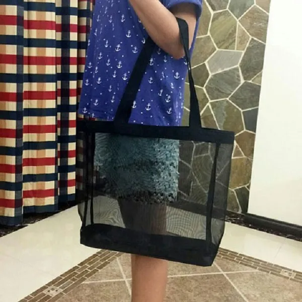 C Classic White Logo Mesh Shopping Bag Luxury Pattern Travel Wash