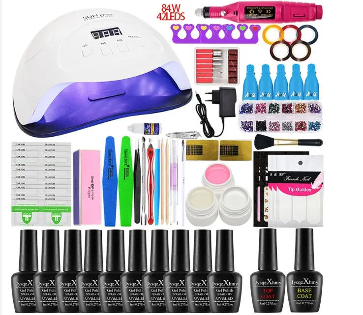 Manikyruppsättning 36/54/80 / 90W Lampnail Maskin Electric Kit Nail Gel Polsk kit Nail Set 10 Färger Polish för konstverktyg