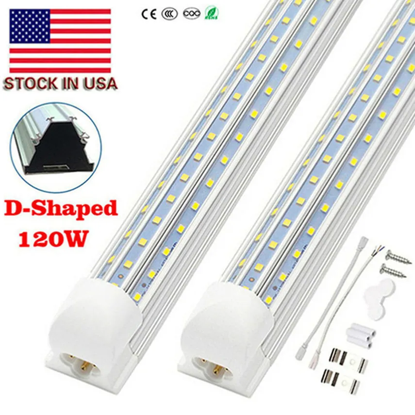 8ft led tube lights V-Shape 8 foot design shop LED lights fixture 4ft 8ft 120W Cooler Door Freezer lighting fluorescent Lamps