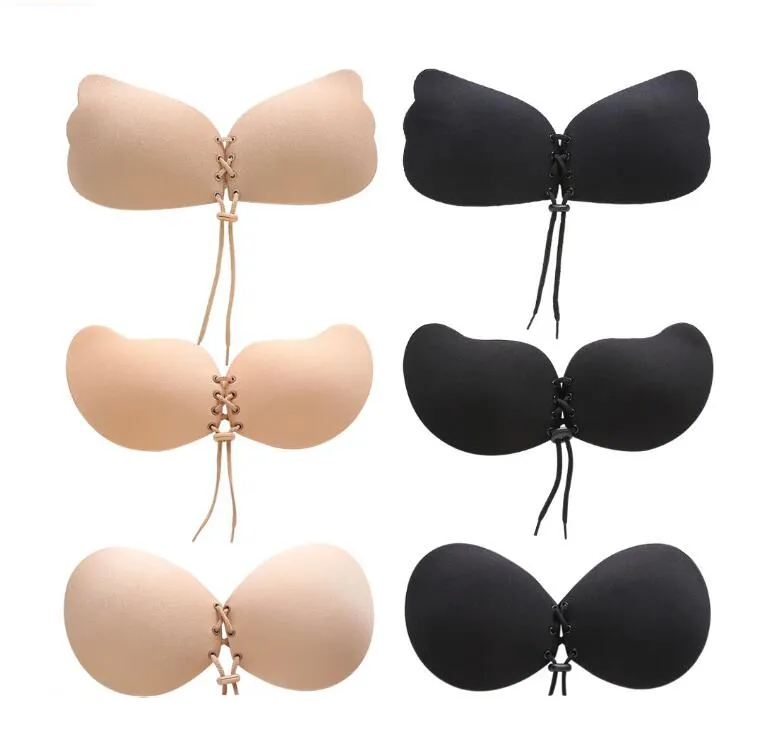 Breast mulheres autoadesivo Strapless Pad Blackless Bra Etiqueta Silicone Push Up roupas íntimas femininas Invisible Bra J1351