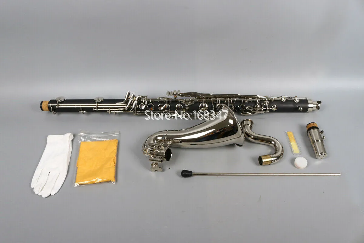 Nieuwe Collectie Bass Clarinet BB Tune Low E Professional Silvering Keys Muziekinstrument Met Case Gratis verzending