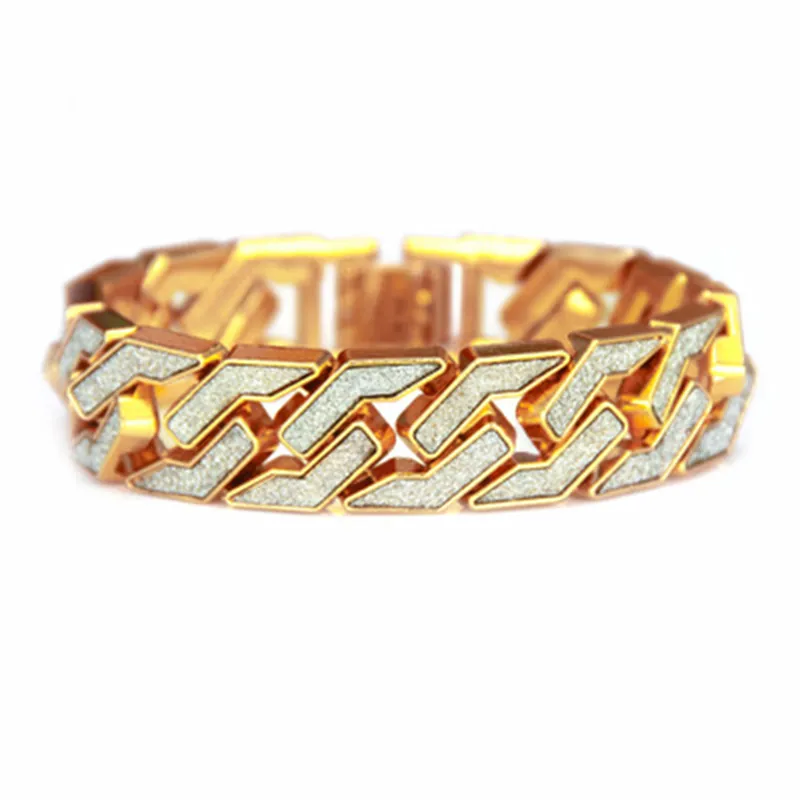 Mode lyxiga män armband personlighet geometrisk diamantlänk nattklubb hip hop guld kedja för valentins dag gåva