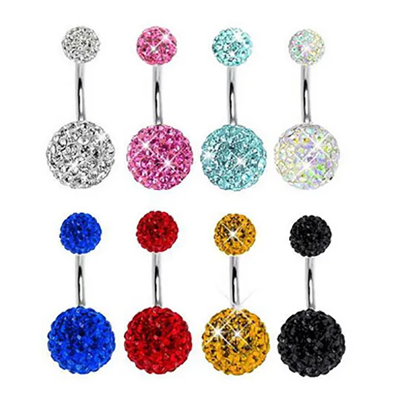 Stainless steel crystal ball belly ring Sexy Navel Bell Button Rings Piercing Navel Piercing Jewelry women body jewelry will and sandy