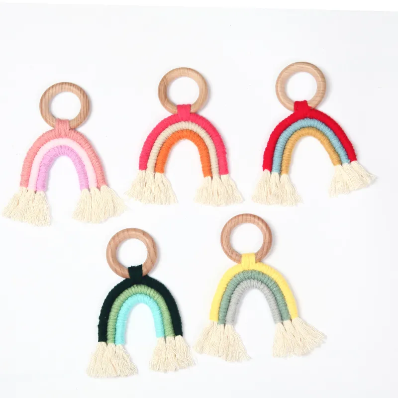 5 cores INS Nordic Ornamentos Home Baby Nursery Rainbow Room Decoração Pingente de tecelagem da mão do arco-íris Hanging Wall Decor M2513