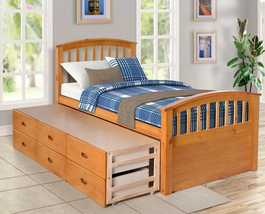 US Stock ORIS FUR Twin Size Platform Storage Bed Solid Wood Bed with 6 Drawers For Kids Adult SG000116LAA