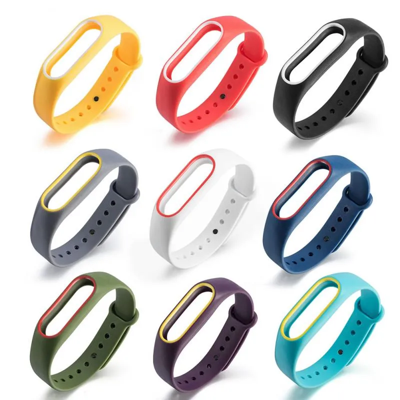Nyligen 23 färger rem för Xiaomi Mi Band 2 Originalband för MI Band 2 Armband Tillbehör Armband Byte Silikon Smart Straps