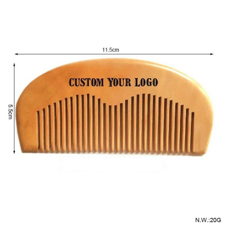 MOQ 50 шт. Hot Sale Wood Goms Custom Ваш логотип Beard Beard Combized Combs Лазерная выгравированная деревянная гребанка для мужчин