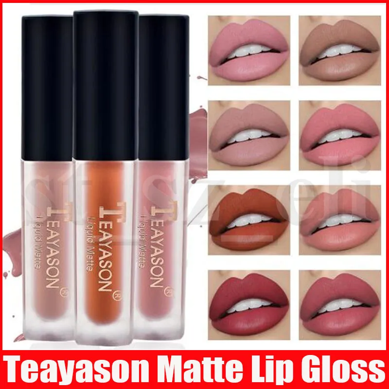 Teyason 12 Kolory Płynna Matowa Szminka Wodoodporna Naga Lipgloss Tatuaż Długotrwały Lip Tint Lip Gloss