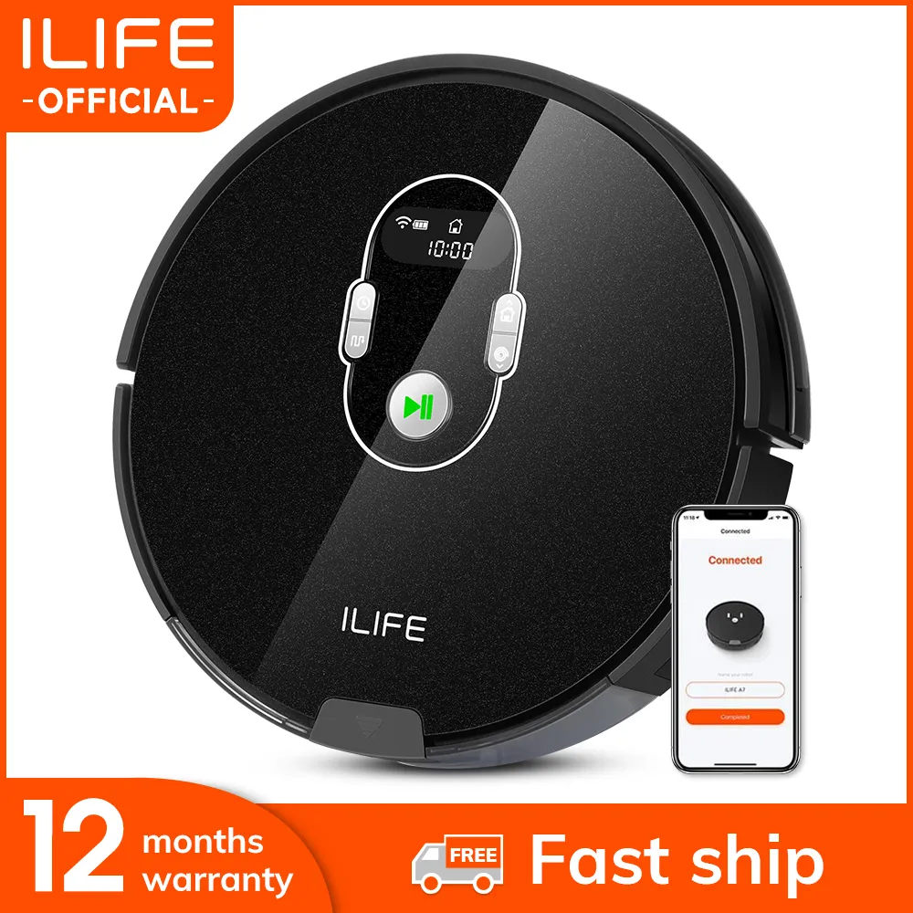 Ilife A7 Robot Cleaner Vacuum Smart App Pilot zdalnego sterowania dla twardej podłogi i cienkiego dywanu Automatyczne ładowanie Slim Ciało