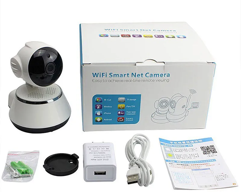 Wifi Smart Net Camera V380 Phone APP 720P Mini IP Camera Wireless P2P Security Camera Night Vision IR Robot Baby Monitor puppy With box 1PCS