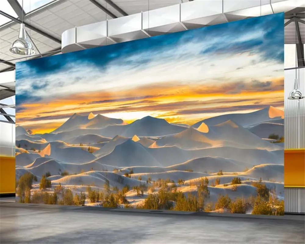 Anpassad 3D Landskap Bakgrund Vacker gyllene himmel och kullar Landskap Living Room Bedroom Wallcovering HD Bakgrund
