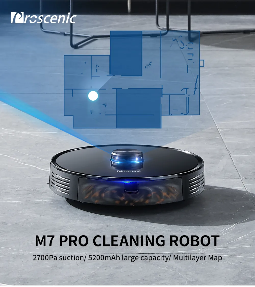 Proscenic M7 Pro Robot Vacuum Cleaner 2700pa LDS Laser Navigation Wet Cleaning Washing APP Alexa Control Smart Robot Vacuum (1)