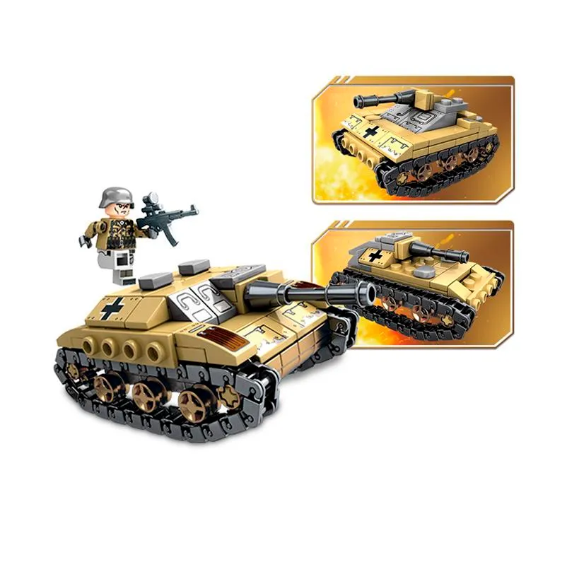 1061Pcs Army Playmobil Building Blocks Empires of Steel Military Tank  Technic Bricks Sets Soldiers Figures DIY Education Car Model Kids Toys