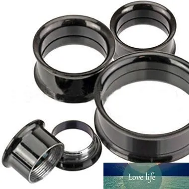 Mix 5-20mm 72pcs Stainless Steel black Ear Tunnel Body Jewelry double Flare Flesh Tunnel internally threaded296S