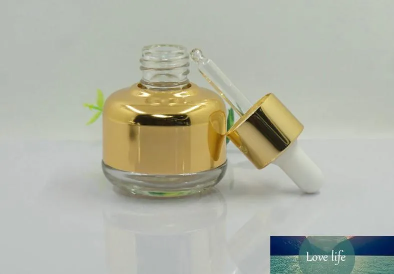 Bouteille de parfum compte-gouttes d'huile essentielle de 30 ml couleur argent or bouteille d'emballage en verre vide SN3962