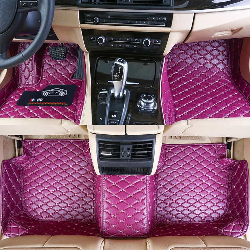 Custom Fit Car Bodenmatten Spezifisch wasserdichte PU-Leder umweltfreundliches Material für riesige Automodell und machen 3 Stück vollständige Set-Matten lila