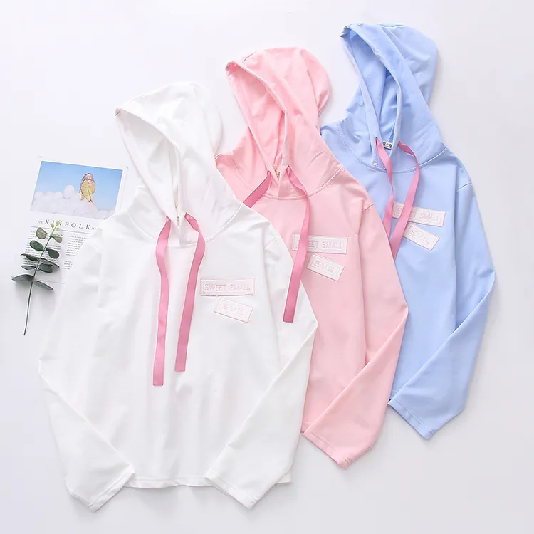 Girls Hoodies Strings Sweatshirts White Picture Cute Fashion Cool
