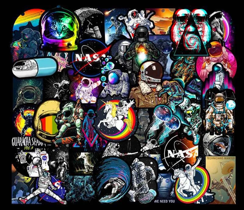 Hot Auto Stickers Ruimte Astronaut DIY Sticker voor Posters Graffiti Skateboard Snowboard Laptop Bagage Motorfiets Fiets Thuis Decal