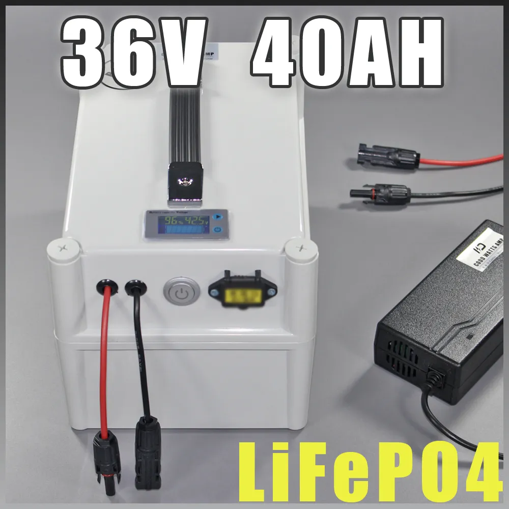 Batteria portatile 36V 40Ah LiFePO4, batteria per bicicletta elettrica da 2000 W + caricabatterie BMS Pacchetto bici elettrica per scooter al litio 36v
