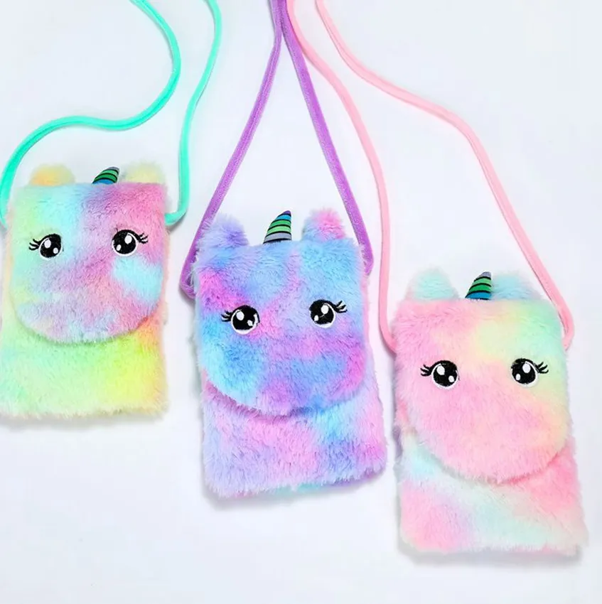 Petite fille licorne sac à main en peluche sac à main enfants sac à bandoulière pour enfants tout-petit bébé s licorne peluche Messenger sac sacs en peluche KKA8010