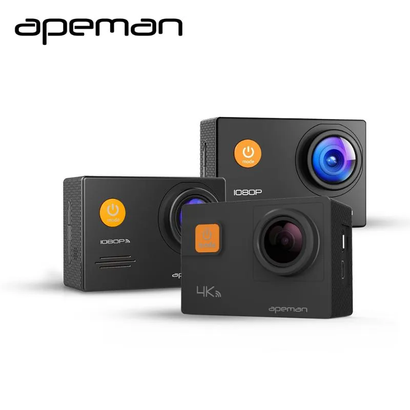 Apeman 액션 카메라 A66 A70 A80 4K 1080P HD 방수 스포츠 헬멧 비디오 카메라 캠코더 새로운 케이스 1 배터리