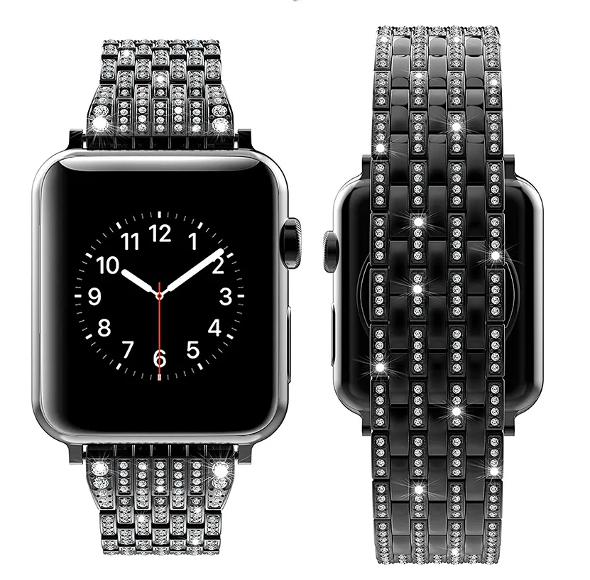 Pulsera de Metal Laforuta para Apple Watch Band 38mm 40mm iWatch Bling Strap 42mm 44mm pulsera de lujo para mujer para Series 4 3 2 1