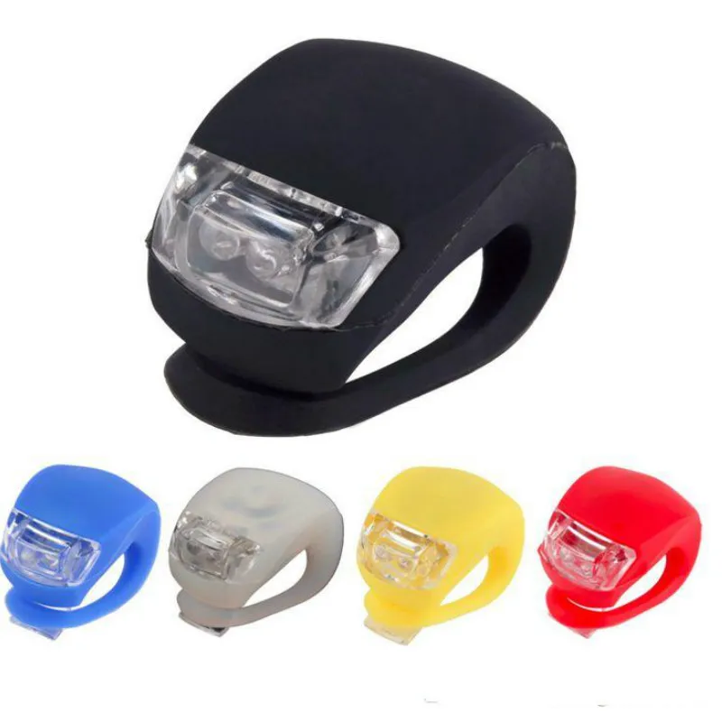 Luz frontal de bicicleta de silicone LED cabeça dianteira roda traseira Luz de bicicleta à prova d'água Ciclismo com bateria Acessórios de bicicleta Lâmpada de bicicleta DLH053