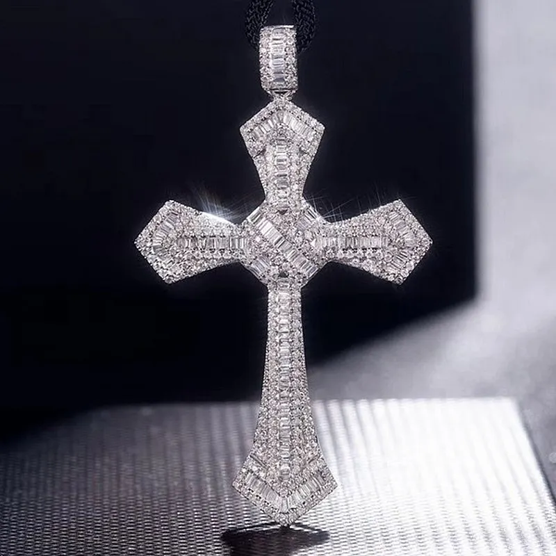 Handgemaakte Christendom Cross Hangers Pave 30ct T Stone Real 925 Sterling Zilveren Bruiloft Ketting Voor Vrouwen Fijne Sieraden Vier stijlen