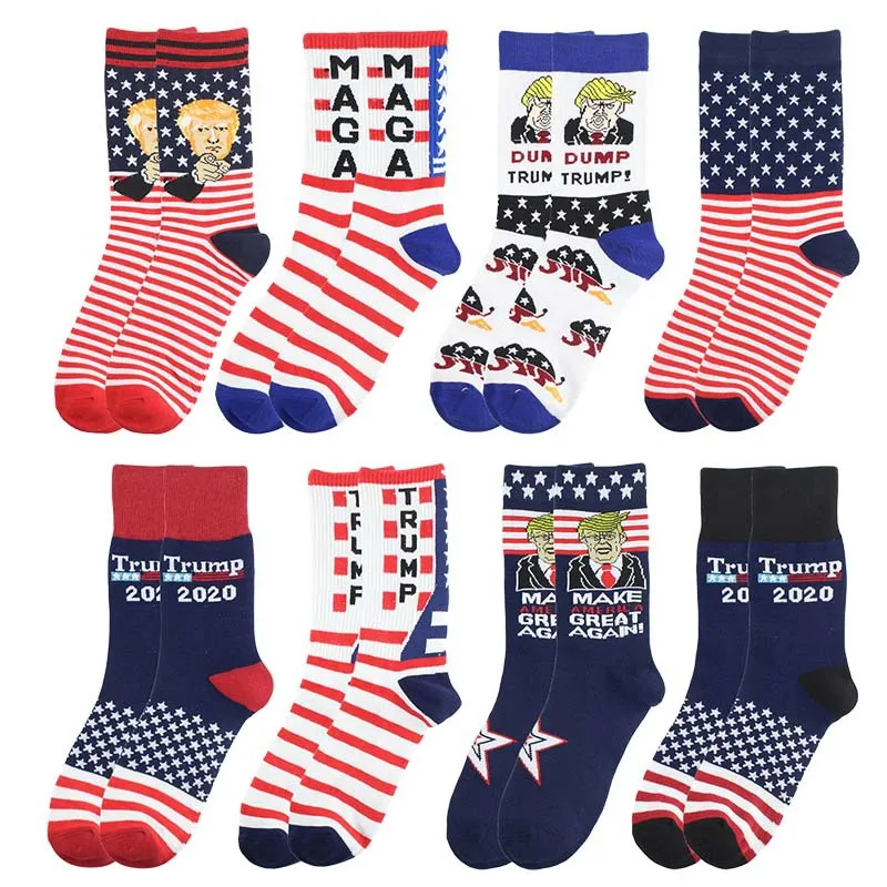 Creative Trump Socks Make America Great Again National Flag Stars Stripes Kousen Grappige Dames Casual Mannen Katoenen Sokken 100 stks Verzenden