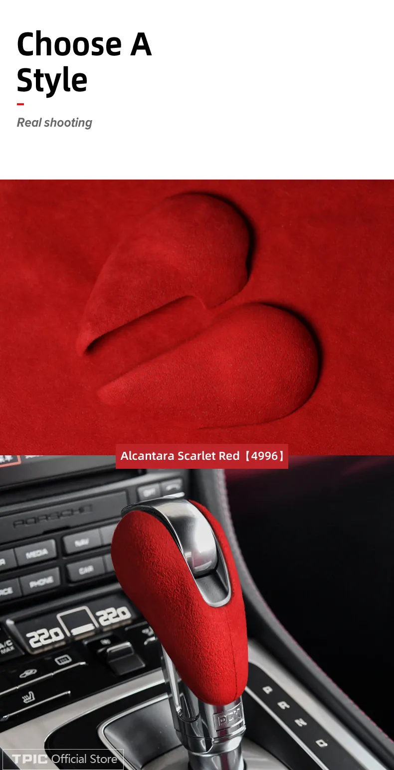 Alcantara Wrap Leder Auto Schaltknauf Abdeckung ABS Auto Aufkleber