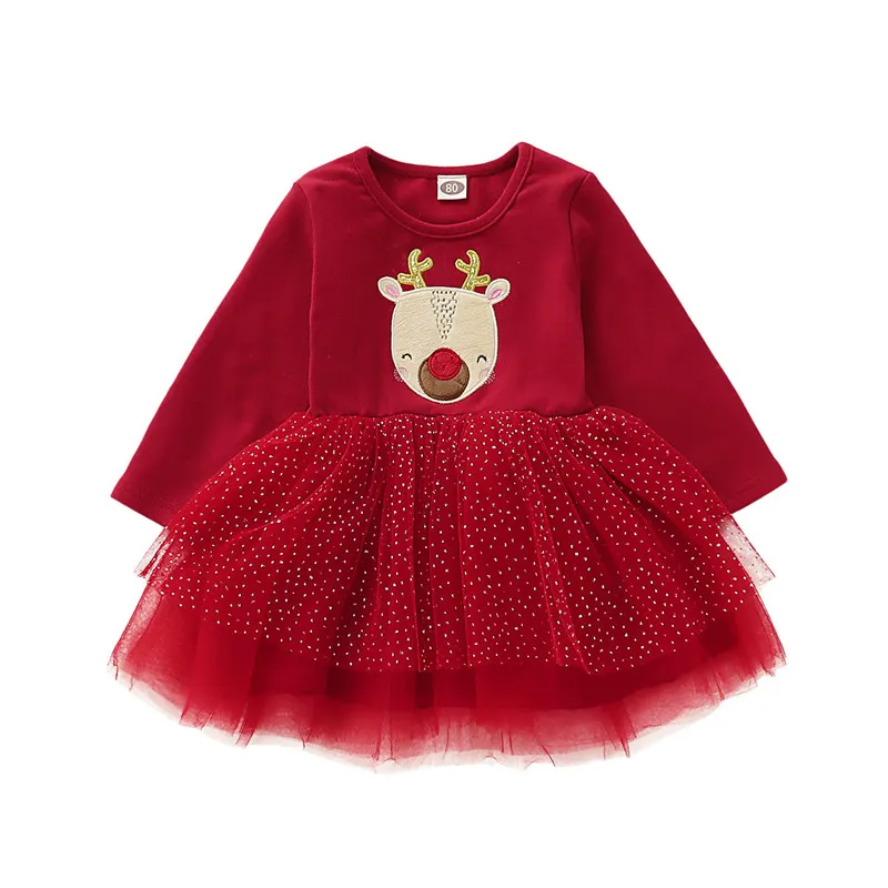 Christmas Toddler Baby Girls Robes à manches longues à manches à manches à manches longues robe tulle vêtements pour enfants robes pour filles