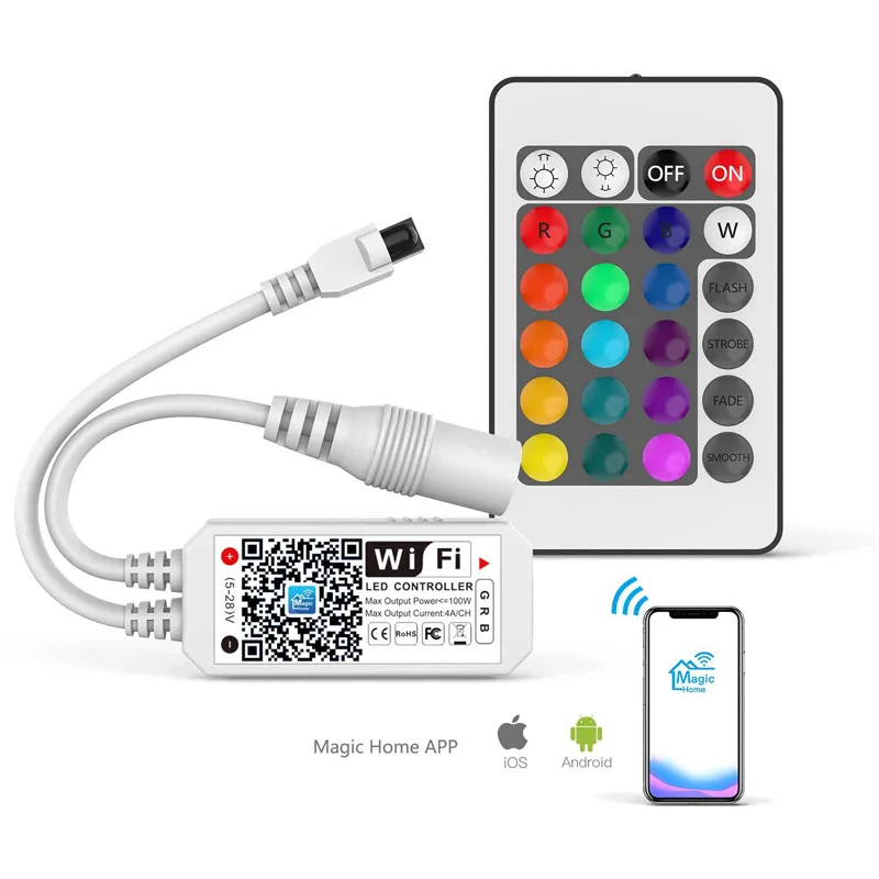 Crestech Dimmer Wi-Fi Controller RGB intelligente per luci a strisce a LED, più 64 collaborazioni a strisce LED, colori dimmerabili, sveglia tramonto