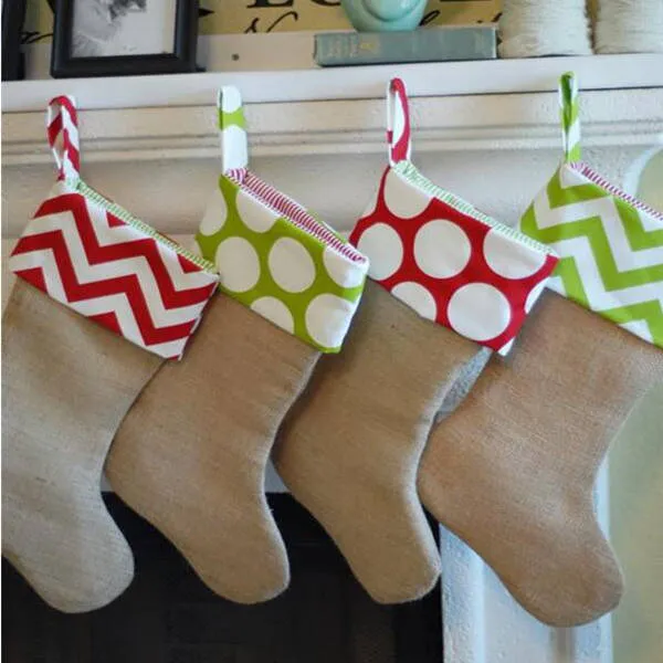 120pcs/lot Fast Shipping New Arrival Cute Monogrammed Burlap Christmas Stocking