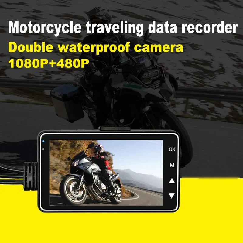 Motorcycle Dashcam HD Dual 1080P 3 Inch Moto Camera Waterproof