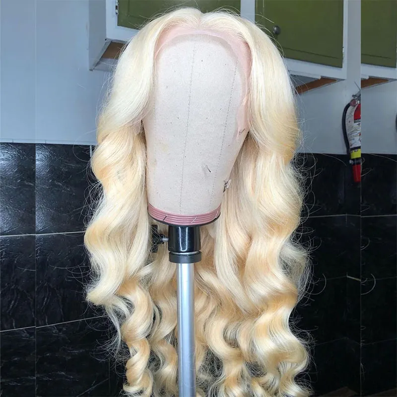 Deep Part Straight Body Wave 613 Blonde Lace Front Wig Human  display picture 3