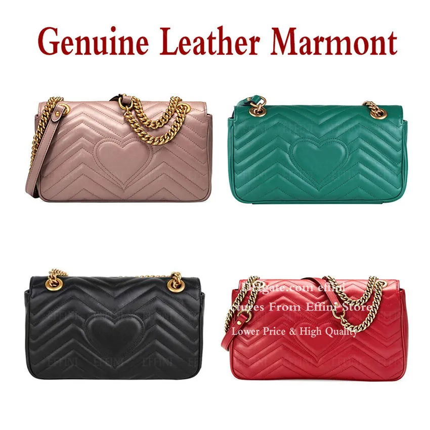 Marmont Crossbody Shoulder Bag Handväskor Purses Fashion Luxurys Designers Kvinnor Äkta Läder Mini Black Quilted Chain Messenger Väskor Med Gratis Original Box