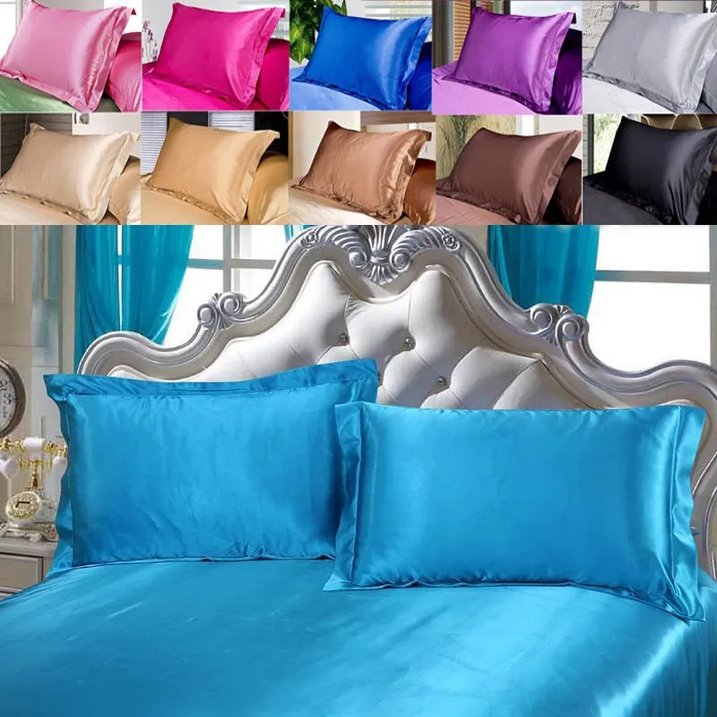 Satin Ice Silk Pillowcase Glamour Rectangle Pillow Case Cushion Home Sofa Car Decor Bright Pillow Covers 48*74cm HH9-3212