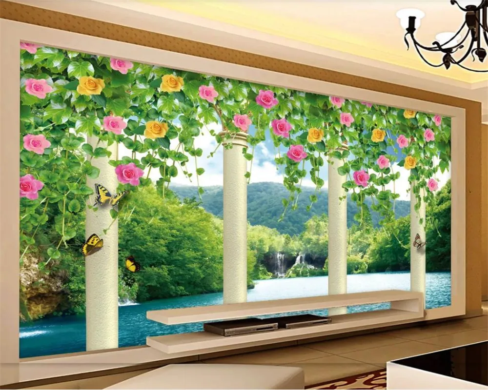 Papier peint paysage 3d personnalisé jardin de luxe européen d'Eden paysage peinture fond mur 3d papier peint mural pour salon