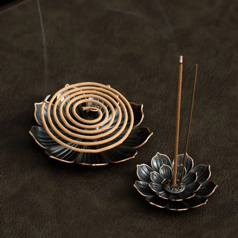 Lotus Tütsü Burner Metal Joss-Stick Yanan Soba Geleneği Budizm Töreni Tütsü Bobin Tutucu Plaka Banyo Ev Dekorasyon