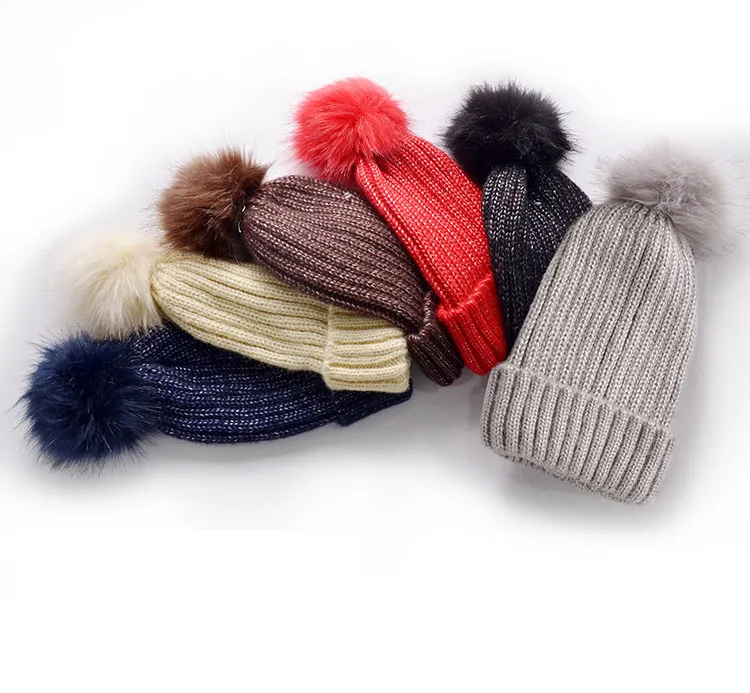 M284 herfst winter vrouwen gebreide muts faux bont bal dame warme mutsen schedel cap vrouwen hoed